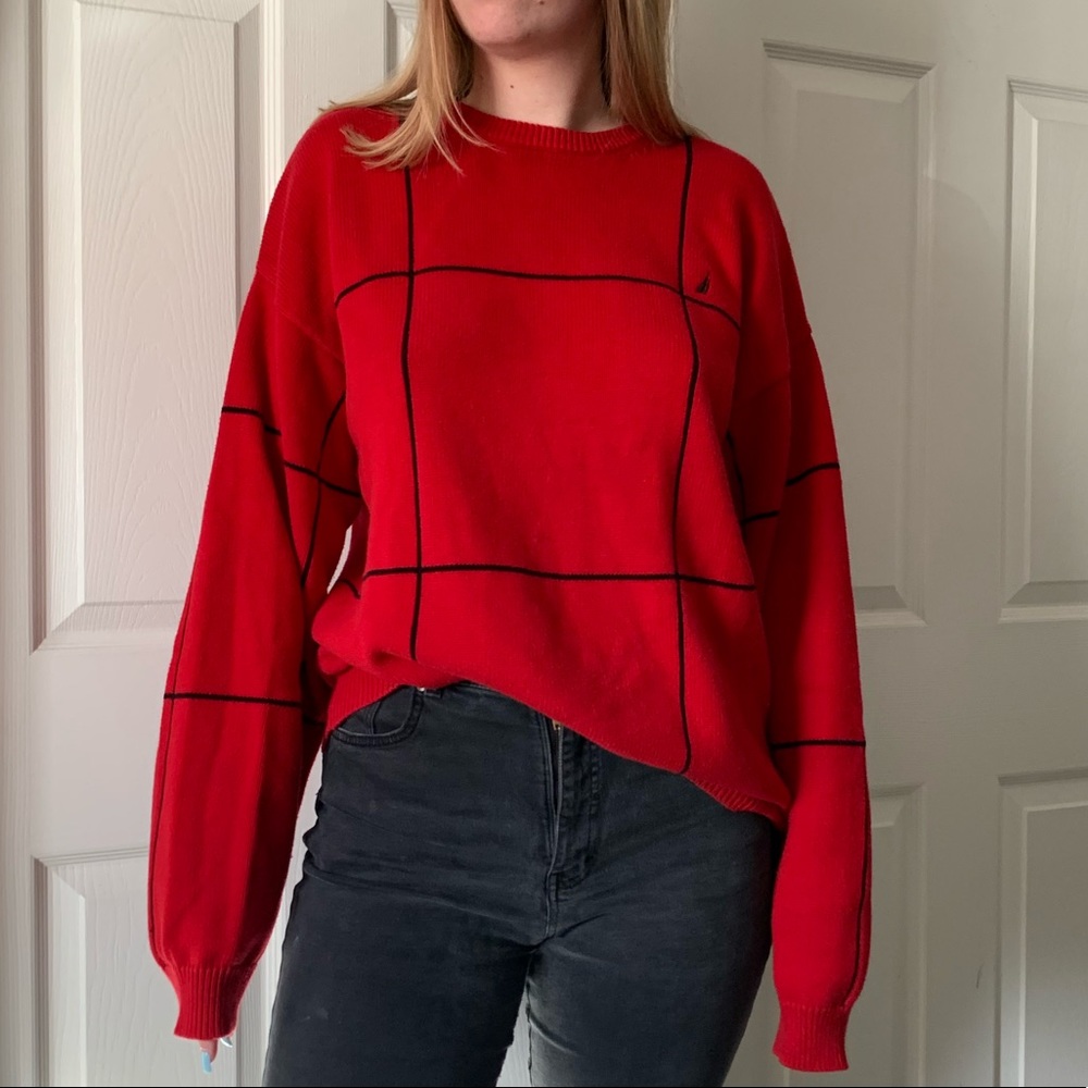 NAUTICA / grid sweater